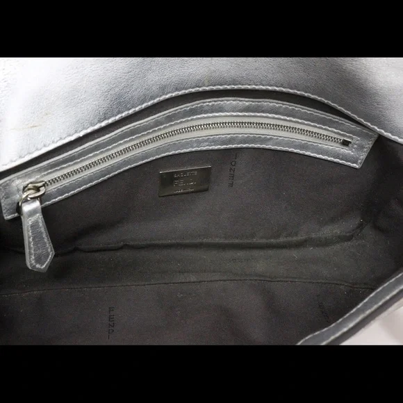 Fendi NM Metallic Napa Embossed Baguette in Silver - Picture 6 of 8